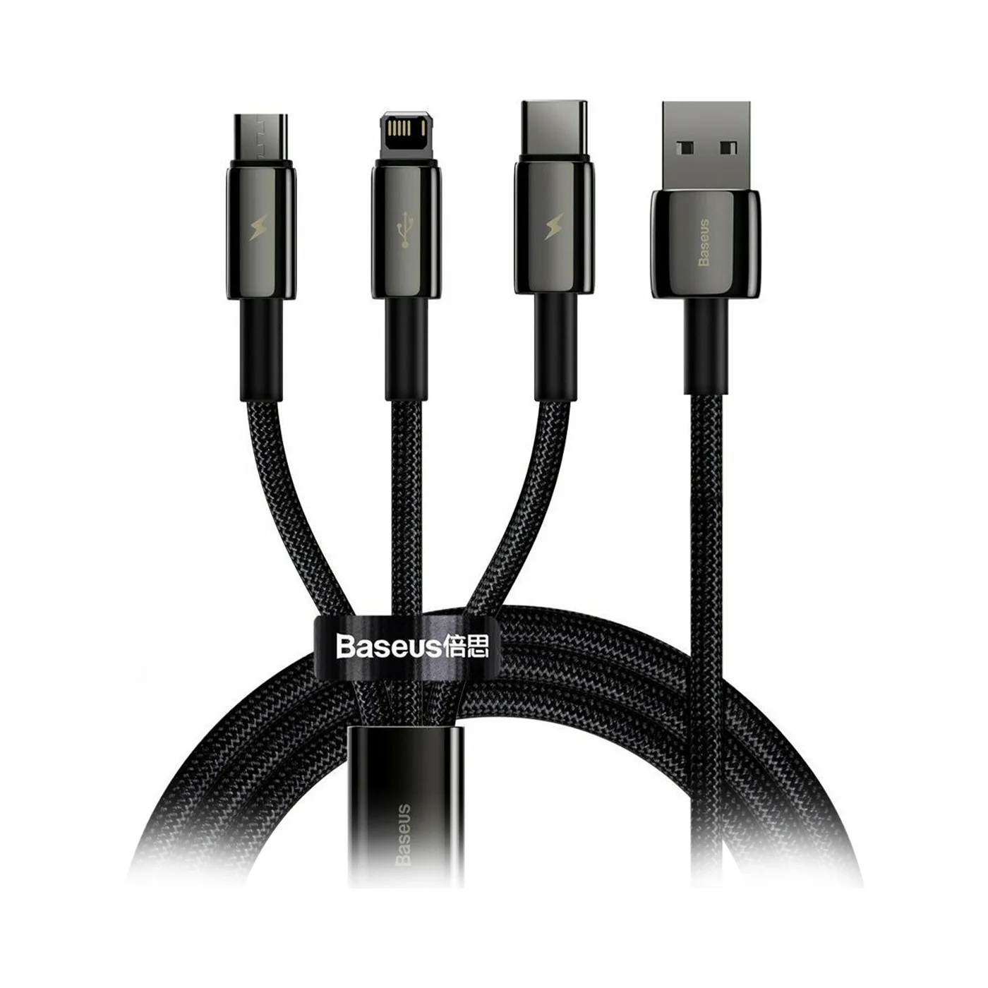 Baseus Tungsten Gold Braided USB to Type-C-Lightning-MicroUSB 1 Baseus Tungsten Gold Braided USB to Type-C/Lightning/MicroUSB