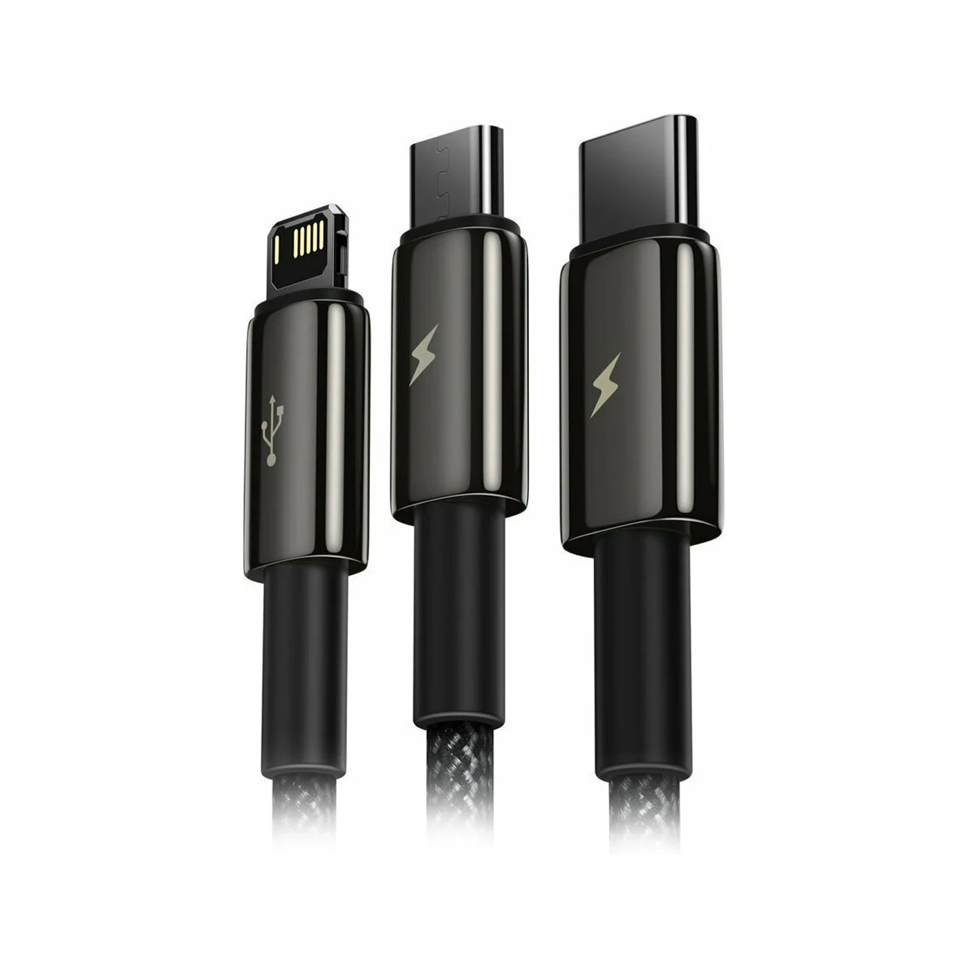 Baseus Tungsten Gold Braided USB to Type-C-Lightning-MicroUSB 3 Baseus Tungsten Gold Braided USB to Type-C/Lightning/MicroUSB