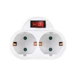Eurolamp 2-Way Schuko Socket with Switch