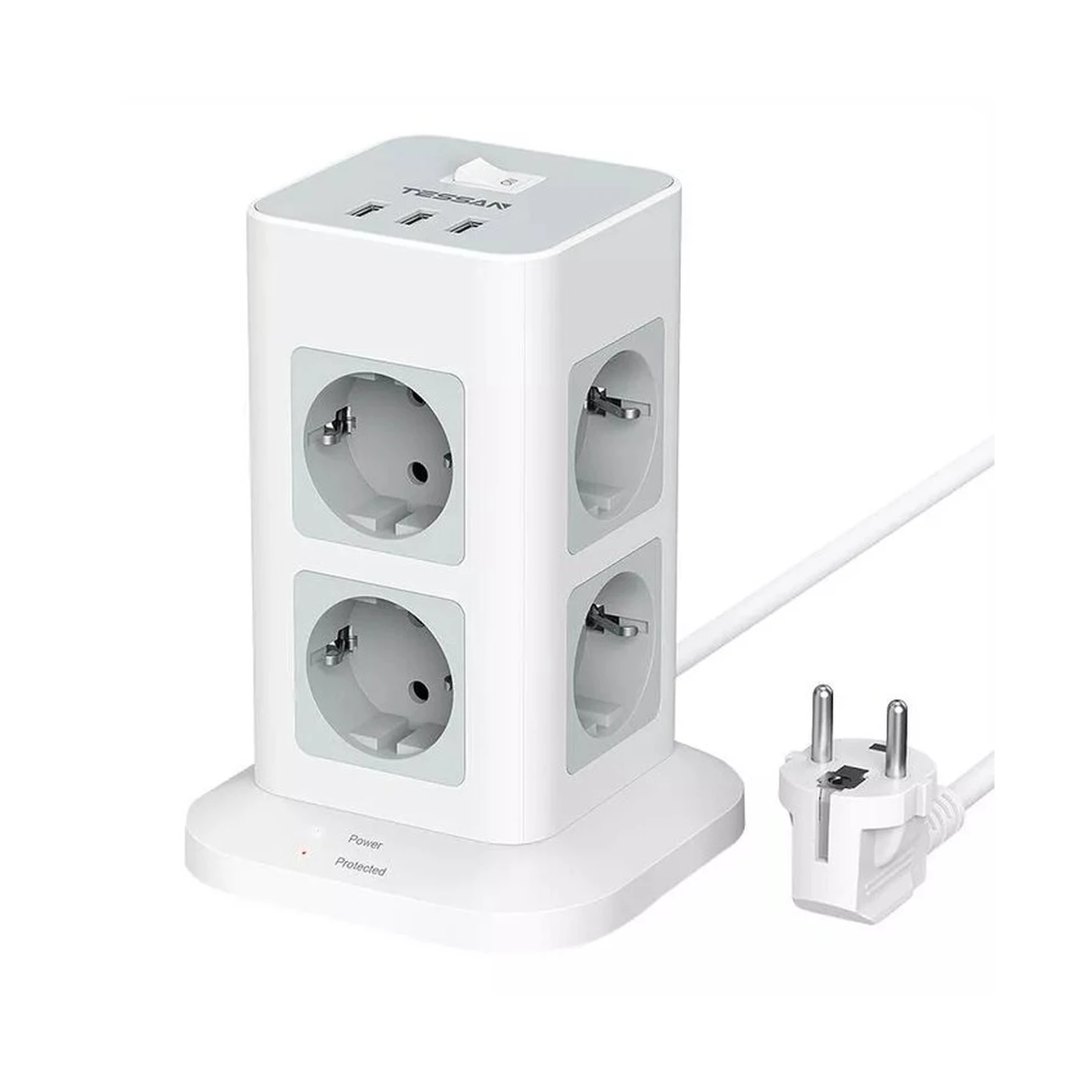 Tessan Powerstrip 8 Outlets 2x USB-A & 1x USB-C