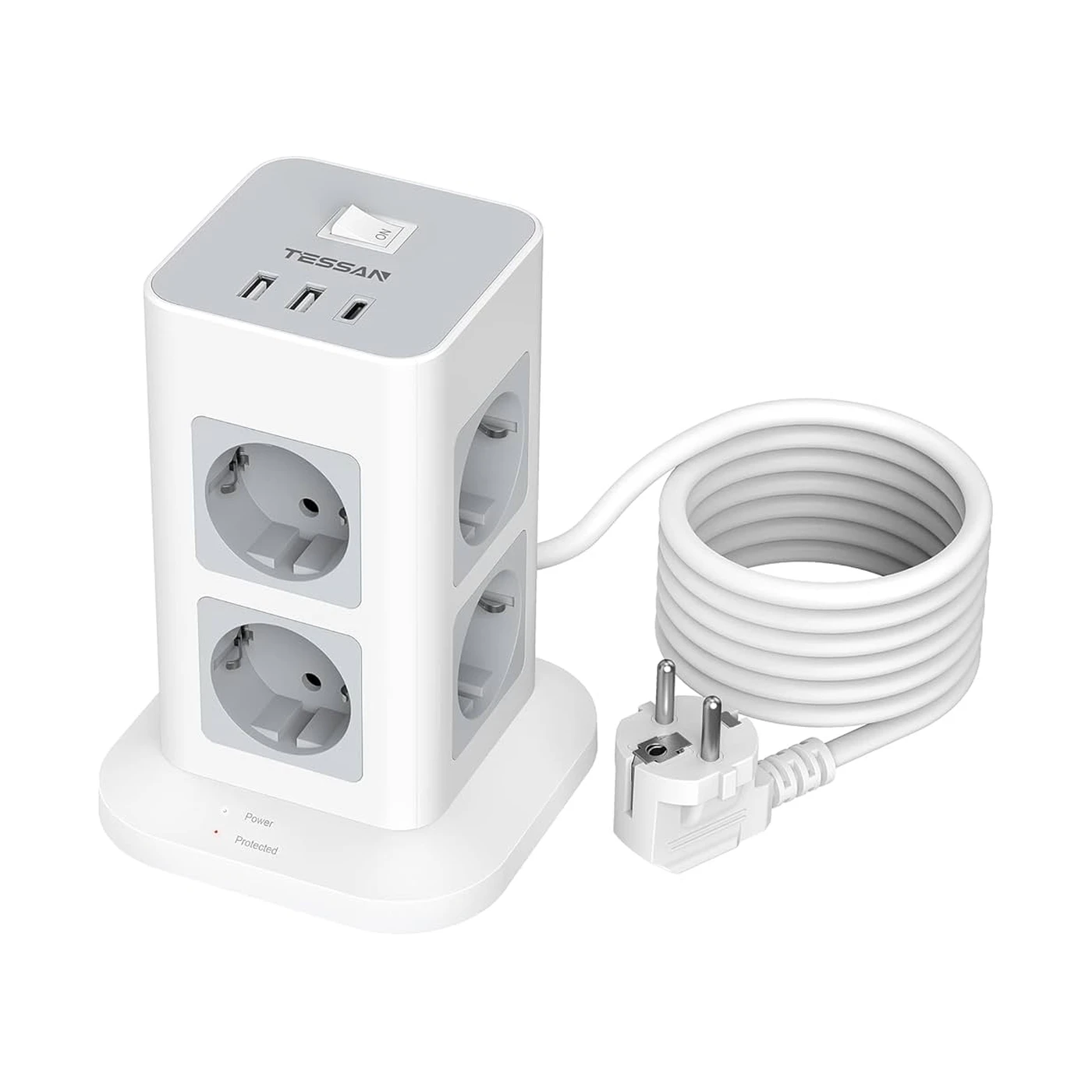 Tessan Powerstrip 8 Outlets 2x USB-A & 1x USB-C