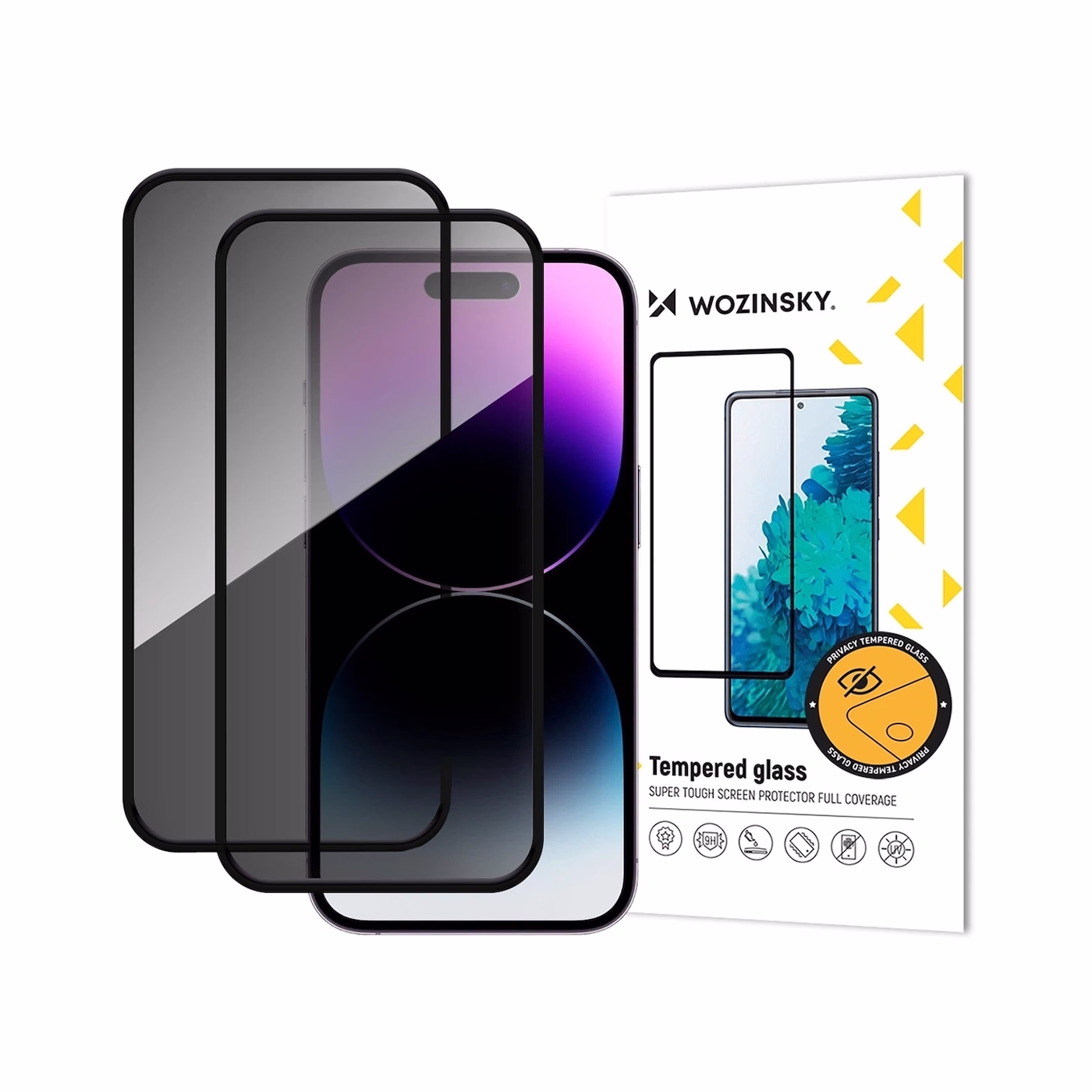 wozinsky privacy tempered glass iphone 16/17 pro max 2pcs