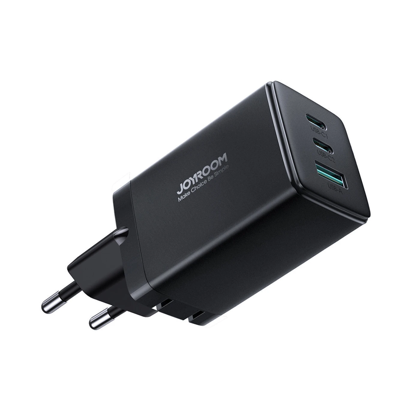 joyroom tcg01 Μαύρος Φορτιστής gan 65w pd με Καλώδιο usb c