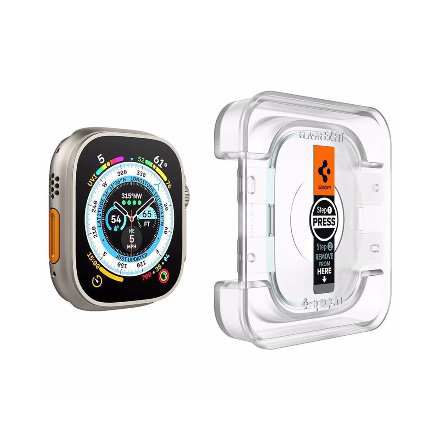 spigen ez fit tempered glass για apple watch ultra 49mm 2τμχ spigen ez fit tempered glass για apple watch ultra 49mm 2τμχ