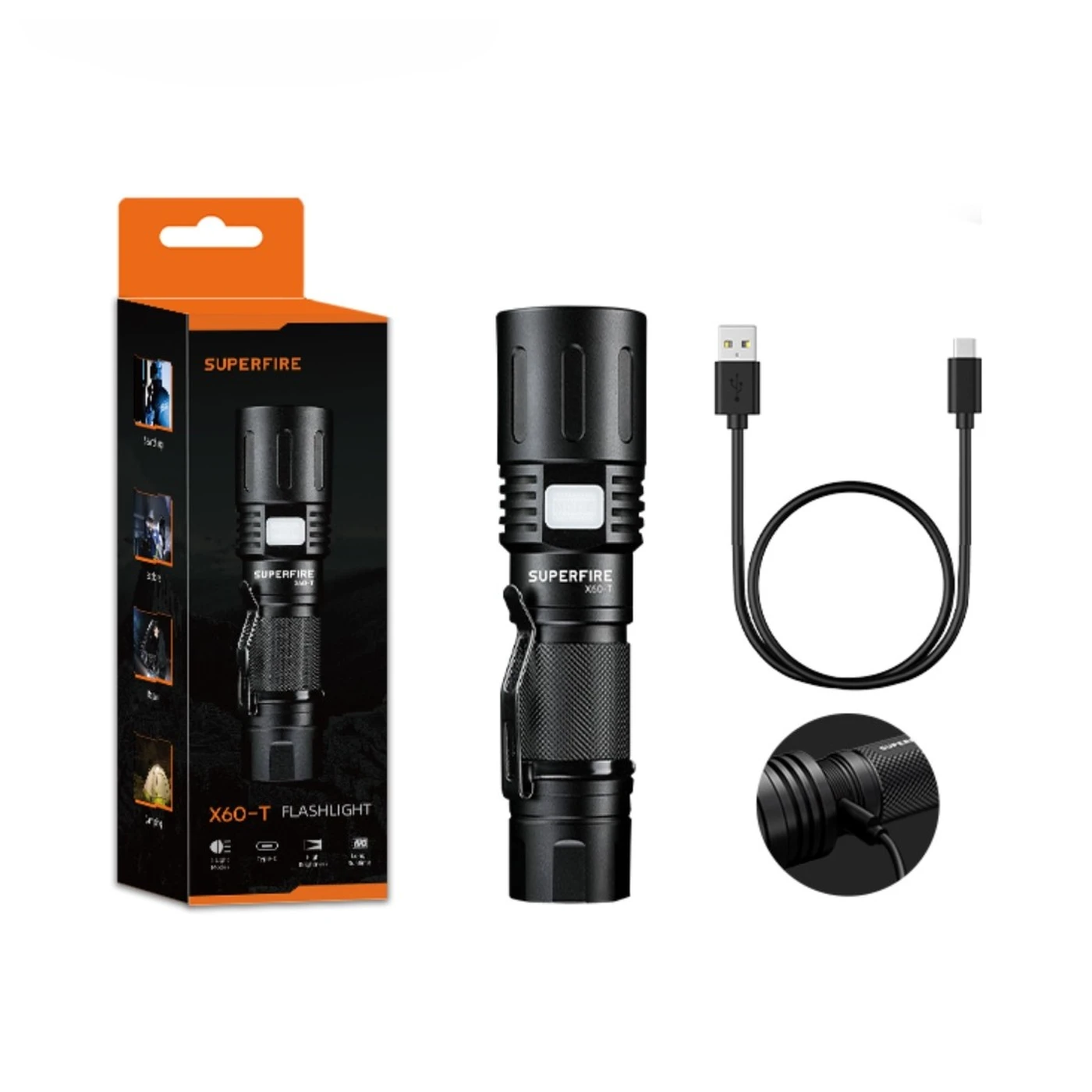 superfire x60 t Επαναφορτιζόμενος Φακός led ip34 2000lm