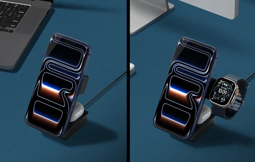 spigen foldable magsafe Μαύρος 3σε1 aσύρματος Φορτιστής 25w qi2.2