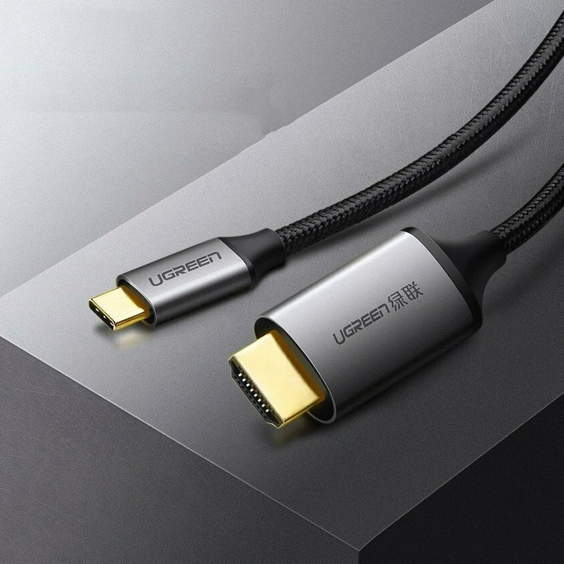 ugreen mm142 braided Μαύρο Καλώδιο usb c σε hdmi 2.0 4k 60hz 1.5m