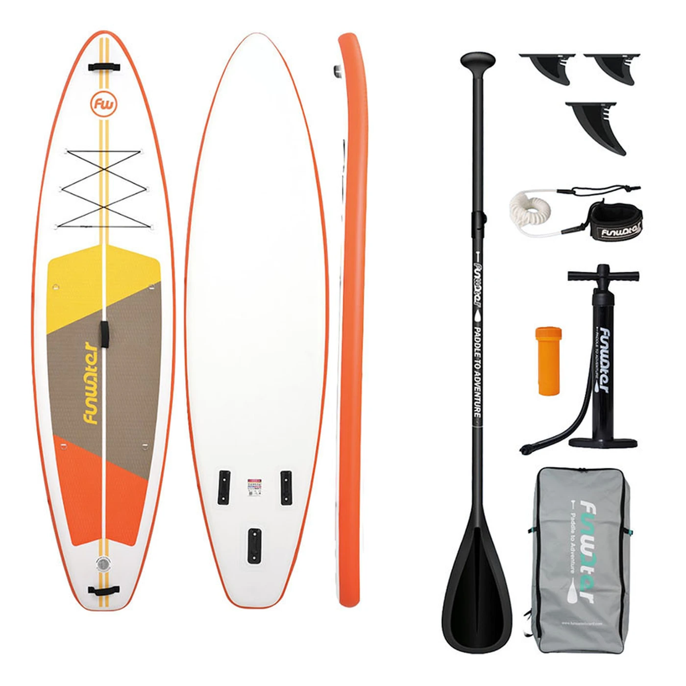 funwater supfw69 paddleboard Φουσκωτή Σανίδα sup 3.35m Πορτοκαλί