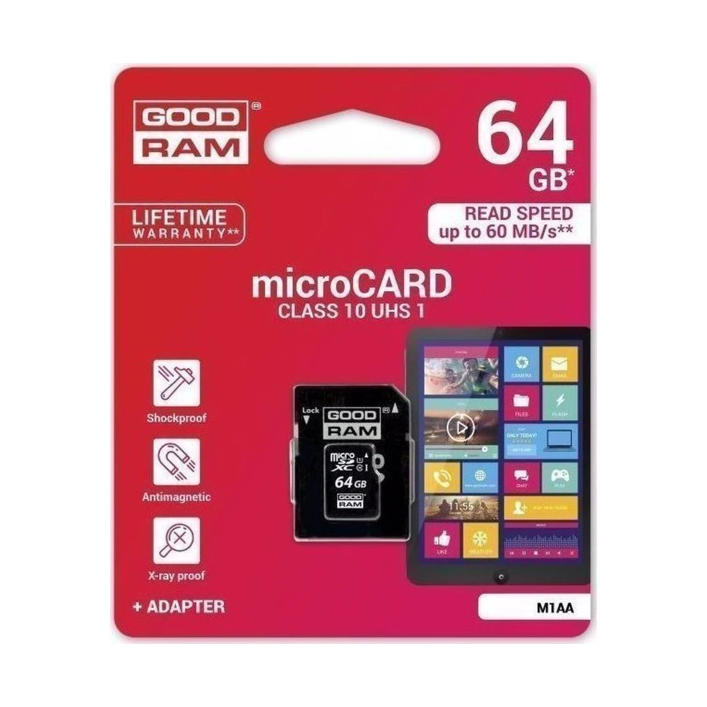 goodram m1aa microsdhc 64gb u1 uhs i 100mb/s με Αντάπτορα goodram m1aa microsdhc 64gb u1 uhs i 100mb/s με Αντάπτορα