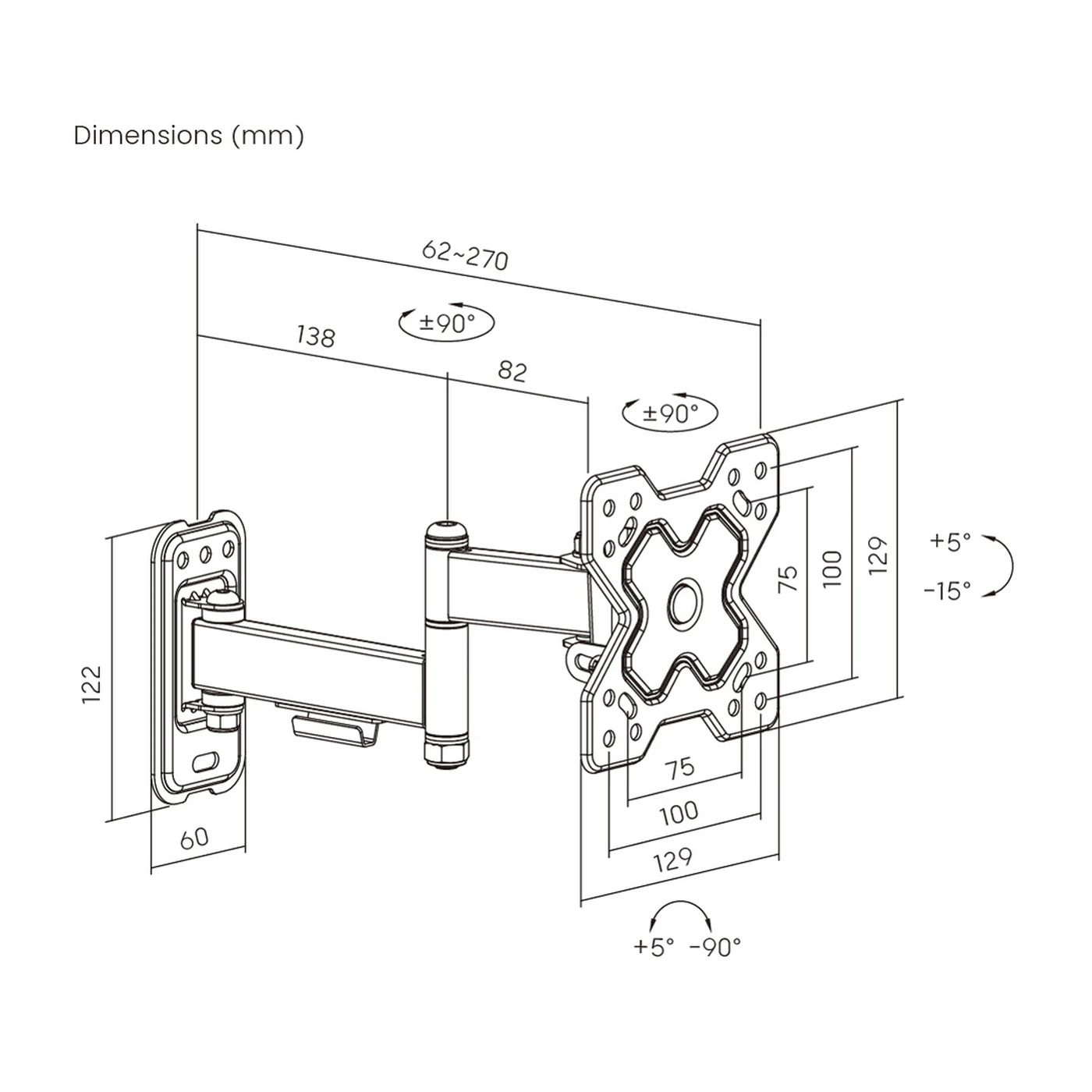 powertech pt 1278 Βάση Τηλεόρασης Τοίχου έως 32" 20kg