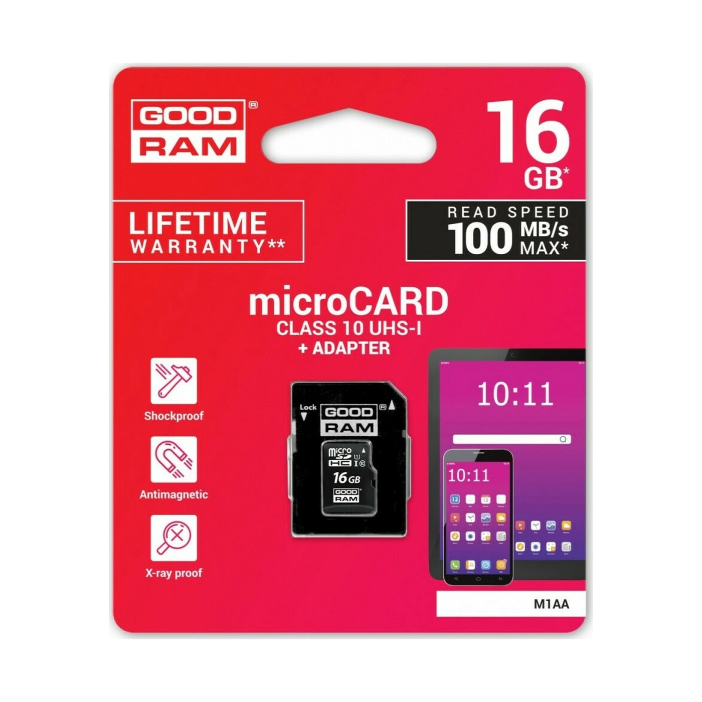 goodram m1aa microsdhc 16gb u1 uhs i 100mb/s με Αντάπτορα