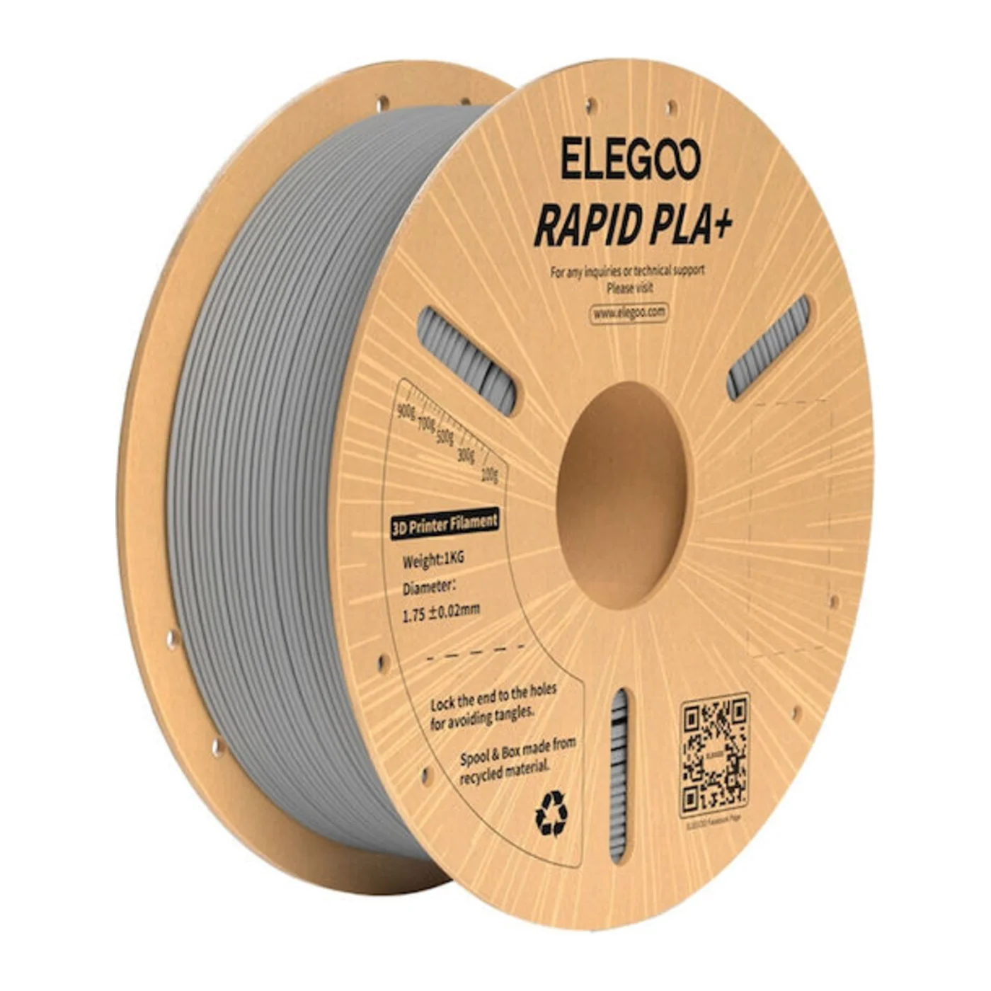 Elegoo PLA+ 3D Printer Filament 1.75mm Γκρι