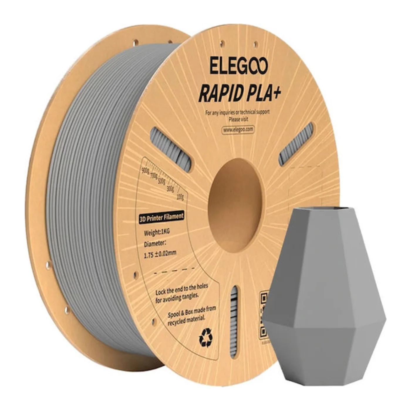 Elegoo PLA+ 3D Printer Filament 1.75mm Γκρι