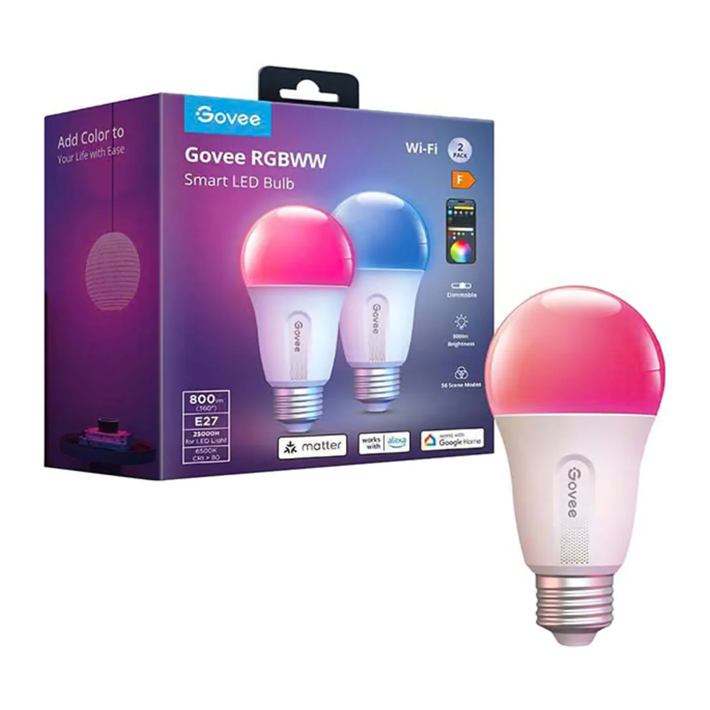 Govee B6004 Smart Λάμπα LED E27 RGBW 800lm 2τμχ